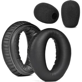 Zulu Ear Pads, Soft Leather Replacement Earpads Cover/mic muff for Lightspeed Zulu,Sierra, Zulu.2, Zulu PFX Aviation Headsets Ear Cushions (Earpads+ 2 mic muff)