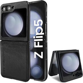 X-level Galaxy Z Flip 5 Case, PU Leather Soft TPU Phone Cover with Wireless Charging, Shockproof Phone Case for Galaxy Z Flip 5 5G 2023 (Brown)