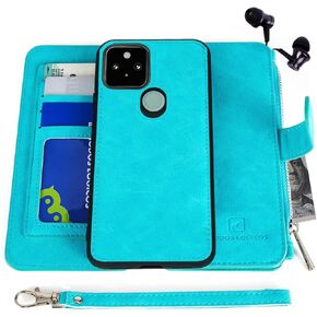 Google Pixel 4a 5G Case, [Detachable Wallet Folio][2 in 1][Zipper Cash Storage][Up to 14 Card Slots 1 Photo Window] PU Leather Purse with Removable Inner Magnetic Case - Black