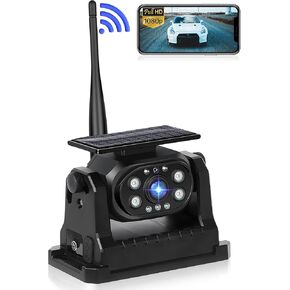 Wireless Backup Camera Solar WiFi - Magnetic Ease of Use Hitch Trailer Truck HD 1080P Clear Night Vision No Lag Rechargeable Rear View Camera Car RV Camper Steady Connection to Phone