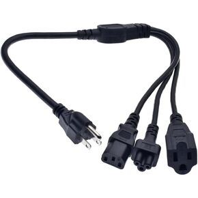 US Y Type Splitter Power Cord, NEMA 5-15P to C5+C7, 5-15P to C7 and C5 Splitter Power Cable Cord
