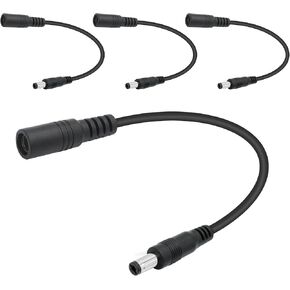 Short 12V DC Power Cord 4inch, DC 5.5mm x 2.5mm Female to DC 5.5mm x 2.1mm Male Plug Power Charging Cable Extension Cord, for Router Speaker etc Other DC 5521 Port Equipment(4Pcs)