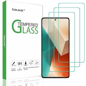 beukei (3 Pack) Compatible for Xiaomi Redmi Note 13 Screen Protector Tempered Glass,Touch Sensitive,Case Friendly, 9H Hardness