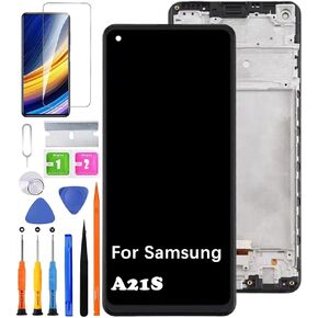 for Samsung A21s Screen Replacement with Frame for Samsung A217F A217M A217M/DS A217N LCD Display Touch Digitizer Assembly with Repair Part Tools (A21s with Frame)