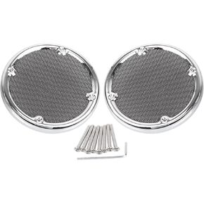 Black Tour Pak Speaker Trim w/Chrome Mesh Speaker Grills Fit For Harley Electra Glide Ultra Limited FLHTK Road Glide 1996-2013