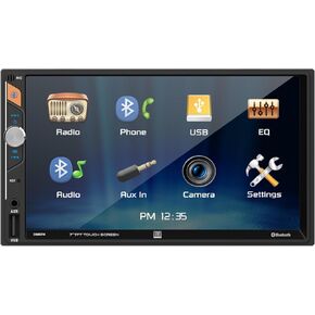 Dual Electronics DMR74 7-inch LED Digital Media Touch Screen Double DIN Car Stereo Radio | Push to Talk Assistant | Backup Camera Input | Bluetooth | USB Playback and Charge | No CD/DVD