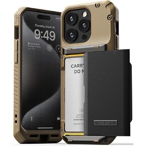 VRS DESIGN Damda Glide Pro Phone Case Designed for [iPhone 15 Pro], Sturdy Semi Auto Wallet [4 Cards] Card Holder Case Compatible with iPhone 15 Pro (2023) Matte Black