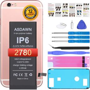 ASDAWN 2780mAh Battery for iPhone 6 (Not for 6s/ 6 Plus/ 6s Plus), Upgraded Higher Capacity iPhone 6G Battery Replacement for A1549 A1586 A1589 with Professional Repair Tools+Installation Instruction