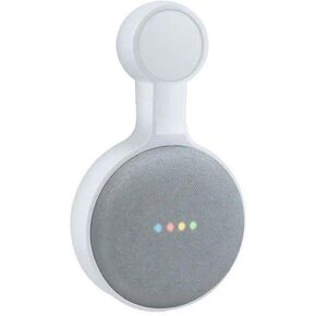 Outlet Wall Mount Hanger Holder for Google Home Mini and NEST Mini, Compact Bracket Case Plug and Built-in Cable Management for Kitchen Bathroom, Bedroom (White)