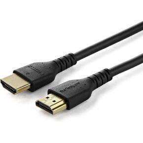 StarTech.com 3ft (1m) Premium Certified HDMI 2.0 Cable with Ethernet - Durable High Speed UHD 4K 60Hz HDR - Rugged M/M HDMI Cord with Aramid Fiber - TPE - Ultra HD Monitors, TVs & Displays (RHDMM1MPW)