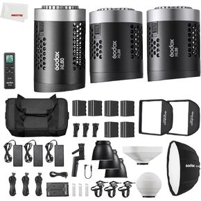 Godox ML30 ML60 ML-Kit1 LED Video Light,CRI 96+ TLCI 97+,4FX Effects,Slient Mode,with 2X NP970 Lithium Battery, APP Wireless Control,Multiple Control Methods