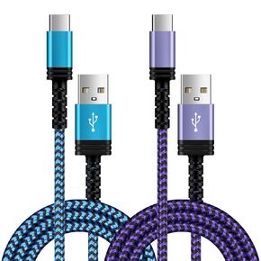 كابل USB من النوع C 3A شحن سريع 6 أقدام، 4 حزم USB A إلى USB C سلك شاحن الهاتف كابل بيانات مضفر من النايلون لهاتف Samsung Galaxy S24 S23 S22 S21 S20 A54 A14 A13 A53 A03S iPhone 15، Google Pixel 8 7 6 Pro 6a