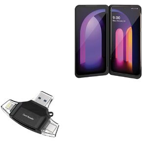 BoxWave Smart Gadget Compatible with LG V60 ThinQ 5G - AllReader SD Card Reader, microSD Card Reader SD Compact USB - Jet Black