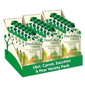 Beech-Nut Baby Food Pouches, Zucchini Spinach & Banana Veggie Puree Baby & Toddler Food, 3.5 oz (12 Pack)