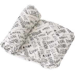 Red Rover Kids Cotton Muslin Swaddle - 47"x 47"- 100% Cotton – Machine Washable – Softer with Every Wash – Playful Designs -Soft, Breathable & Lightweight – Unisex (Love Language)