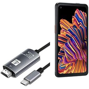 BoxWave Cable Compatible with Samsung Galaxy XCover Pro - SmartDisplay Cable - USB Type-C to HDMI (6 ft), USB C/HDMI Cable for Samsung Galaxy XCover Pro - Jet Black