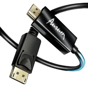 4K DisplayPort to HDMI Cable 6ft, DP to HDMI Male Video UHD Uni-Directional Adapter, 4K@30Hz, 1080P@120Hz, 3840 x 2160 Gold Plated Connector, Compatible with Dell, HP, Lenovo, Black