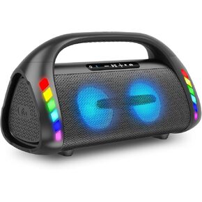 LFS Bluetooth Speaker,100W Loud Speakers Bluetooth Wireless with Deep Bass, Portable Bluetooth Speakers Wireless with Power Bank, LED Lights,Waterproof, 30hours Playtime for Outdoor Home