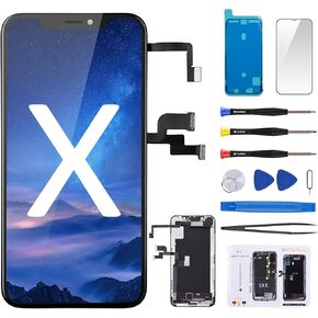 for iPhone X Screen Replacement for iPhone 10 Assembled with Front Camera Ear Speaker and Earpiece Assembly Screen Protector and Proximity Sensor and Full Repair Tools Kit A1865 A1901 A1902