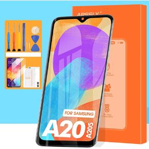 Screen Replacment for Samsung Galaxy A20 A205 SM-A205F/DS A205G/DS A205FN A205YN A205GN/DS SM-A205W LCD Display Digitizer Touch Screen Assembly with Tools(Black with Frame,6.4")