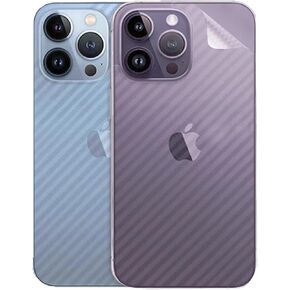 For iPhone 14 Pro Max Back Screen Protector 3D Carbon Fiber Ultra Thin Protective Film-2 packs-Transparent