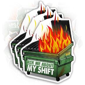 (3PCS) Ask Me About My Shift Dumpster Fire Sticker Funny Dumpster Emergency Room Medical Nurse Gift 2" Die-Cut Waterproof Vinyl Sticker for Water Bottle Tumbler Phone Case Laptop Cars Decal (2 Inches)