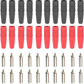4mm banana plug，10 Pair Insulated Safety Shrouded 4mm Banana Plug Female Jack Socket Adapter Solder Type for Male Banana Plug Cable Connector（Black/Red）