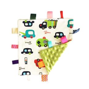 Colorful Ribbons Baby Taggy Blanket Comforter appese Towel, Cactus Pattern Kids Toddlers Security Blanket ,Green