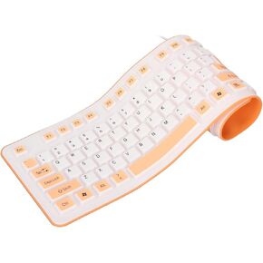 Foldable Silicone Keyboard, 106 Keys USB Wired Waterproof Rollup Keyboard Portable Silent Ergonomic Keyboard for PC Notebook Laptop(Blue)