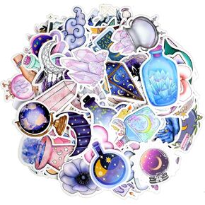 100PCS Purple Boho Stickers,Magic Moon Stickers,Cat Moon Witchy Apothecary Vinyl Waterproof Aesthetic Graffiti Stickers for Water Bottles, Laptops, Guitars - Suitable for Adults, Girls, and Teens