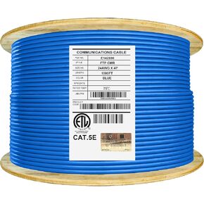 Elite Cat5e Shielded Riser (CMR)، FTP، أزواج ملتوية من الرقائق المعدنية، 24AWG، 350 ميجا هرتز، سرعات جيجابت، PoE، مدرج في قائمة UL، كابل كبير، (أزرق، 1000 قدم.) in Kuwait