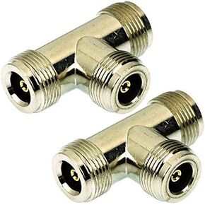 CESS N Type Female to N Type 2 Female T Splitter Coax Coaxial Adapter - N 3-Way Female Jack (2 Pack)