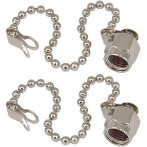 Boobrie RF Connector Accessories Protective Cover SMA Dust Cap SMA Coax Cap Have Chain for SMA Female Jack Adapter Connector Nickel-Plated Pack of 2