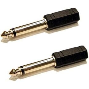 (2) Pack 3.5mm Female Mono to 1/4 Inch (6.3mm) Male Mono Plug Adapter Connector Changer