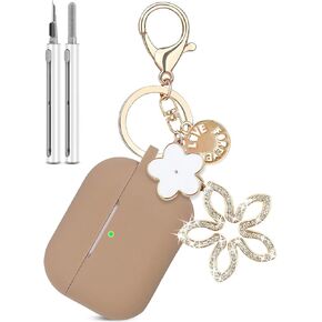 AirPods Pro 2nd Generation Case Cover with Cleaner Kit,Silicone Protective Case for Apple AirPod Pro 2nd/1st Earbuds Wireless Charging Cases with Girl Bling Keychain (Black)