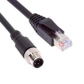 CY M12 Type-D D-Coded 4Pin Male to RJ45 Cat5e Male Cable LAN Ethernet Network Industrial Applications IP67 Patch Cord (100cm)
