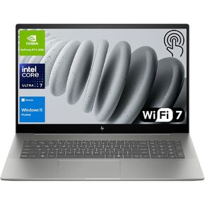 HP Envy Laptop, 17.3" FHD Touchscreen, Intel Core Ultra 7 155H, NVIDIA GeForce RTX 3050, 64GB DDR5 RAM, 8TB SSD, HDMI, Thunderbolt 4, IR camera, Wi-Fi 7, Windows 11 Home, Grey