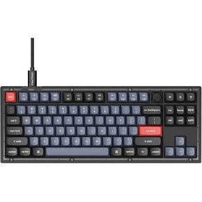 Keychron V3 TKL 80% Layout Custom Wired Mechanical Keyboard with Knob, 87 Keys RGB Backlight QMK/VIA Programmable Macro, Hot Swappable K Pro Blue Switch PBT Keycaps for Mac Windows (Frosted Black)