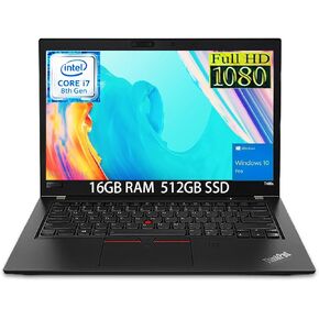 Lenovo Thinkpad T480s Laptop 14-in FHD Ultrabook w/Backlit Keyboard, Core i7-8650U, 16GB RAM, 512GB SSD, Thunderbolt, BT, WiFi, Webcam Windows 10 Pro (Renewed)
