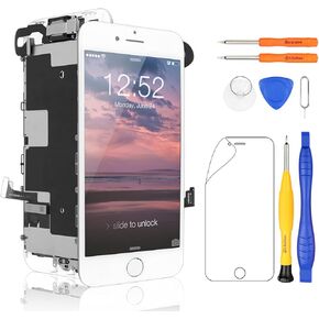 Yodoit for iPhone 8 Screen Replacement White with Home Button, Front Camera, Ear Speaker, Full Assembly LCD Display Digitizer and Repair Tool Kit, Protector (Model A1863, A1905, A1906)