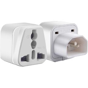 (2pack) C14 to NEMA-5-15P,IEC320 C14 to Universal Socket,for UPS/PDU Server,for EU US UK AU Socket Power Adapter AC Plug, a Computer Host & More C13 Socket Equipment (White)