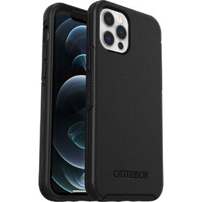 OtterBox iPhone 12 and 12 Pro Symmetry Series Case - Single Unit Ships in Polybag, Ideal for Business Customers - BLACK, ultra-sleek, wireless charging compatible, raised edges protect camera & screen