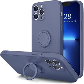 حافظة Hython لهاتف iPhone 13 Pro Max مع حامل حلقي [حامل حلقي قابل للدوران 360 درجة ومسند مغناطيسي] [حافة مطلية باللون الذهبي الوردي] غطاء ناعم نحيف من مادة TPU حافظة هاتف واقية فاخرة للنساء والرجال، أسود