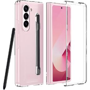 for Samsung Galaxy Z Fold 6 Case with S Pen Holder,Samsung Fold 6 Clear Case with Pen Stylus & Built-in Screen Protector,Anti-Yellowing Full Protection Phone Cases Cover for Galaxy Z Fold6 5G