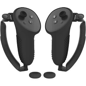 Controller Grips Cover Compatible with Meta Quest 3 Accessories, MTomatoVR Silicone Non-Slip Handle Cover, VR Controllers Cover with Protective Straps + Button Caps, Black in Saudi Arabia