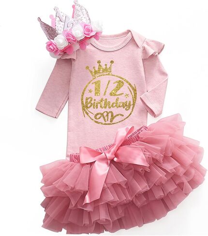 Half birthday baby girl My 1/2 Birthday girl outfit halfway to one Girls sweet dress in Saudi Arabia