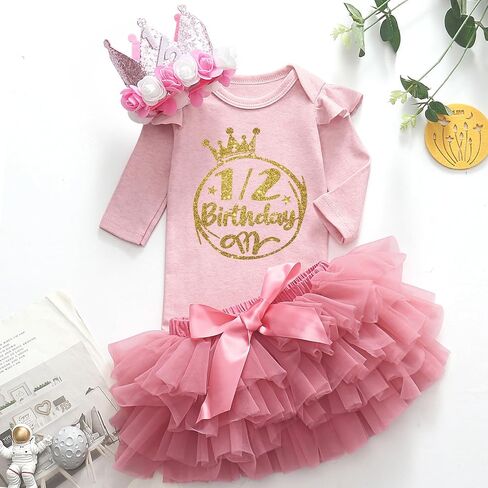 Half birthday baby girl My 1/2 Birthday girl outfit halfway to one Girls sweet dress in Saudi Arabia