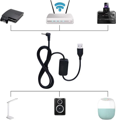 SinLoon 3.28ft USB 5V إلى DC 12V محول كابل الطاقة محول الجهد الكهربي، للكاميرا/الكمبيوتر اللوحي/مكبرات صوت بلوتوث والمزيد من الأجهزة 5 فولت. (3.5 × 1.35 مم) in Saudi Arabia