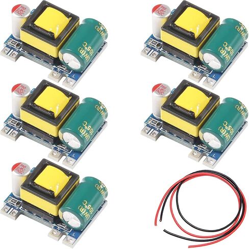 5 قطع AC-DC 5V 700mA 3.5W Buck وحدة معزولة تحويل التيار الكهربائي وحدة باك منظم 220V إلى 5V محول مع كابل أحمر وأسود in Saudi Arabia