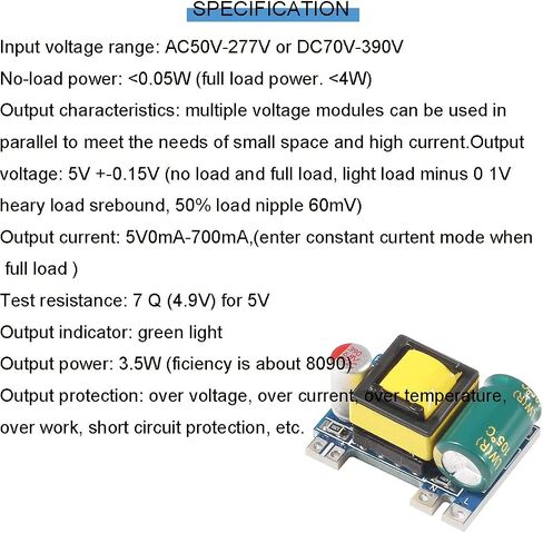 5 قطع AC-DC 5V 700mA 3.5W Buck وحدة معزولة تحويل التيار الكهربائي وحدة باك منظم 220V إلى 5V محول مع كابل أحمر وأسود in Saudi Arabia